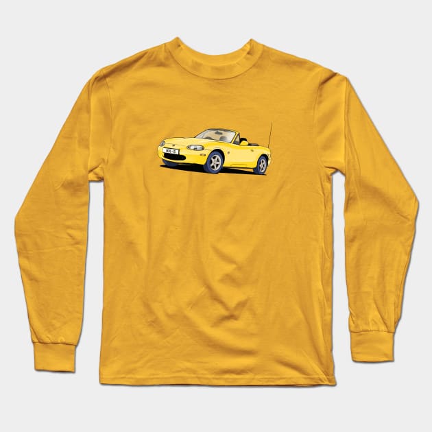 Mazda MX-5 Mk.2 in yellow Long Sleeve T-Shirt by Webazoot